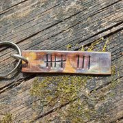 8 Tally Mark Bronze Keyring Husband Wife Gifts 8th Wedding Anniversary Love Keychain