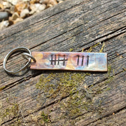 8 Tally Mark Bronze Keyring Husband Wife Gifts 8th Wedding Anniversary Love Keychain