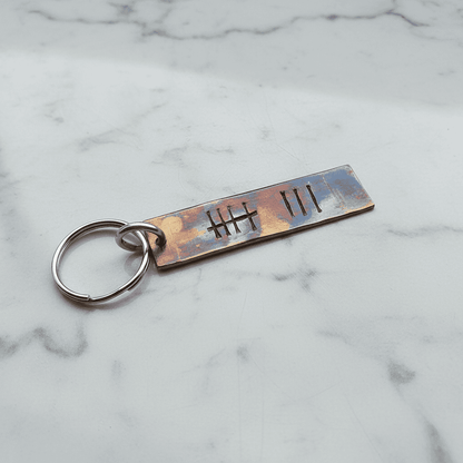 8th Anniversary Keychain 8 Tally Mark Bronze Keyring Gifts