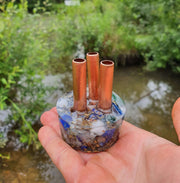 Mini 3 Pipe Cloudbuster Chembuster Orgonite Orgone Energy Generator Lapis Lazuli Moonstone