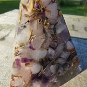 Large Pyramid Orgone Energy Generator Orgonite Amethyst Moonstone Rose Quartz