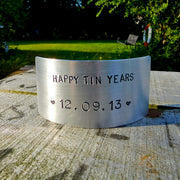 Happy Tin Years Personalised Hand Stamped 10th Wedding Anniversary Plaque