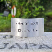 Happy Tin Years Personalised Hand Stamped 10th Wedding Anniversary Plaque