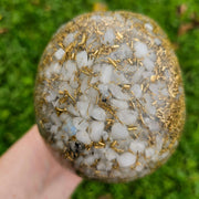 XL Mystic Moonstone Orgonite Skull Orgone Energy Generator Quartz Crystal