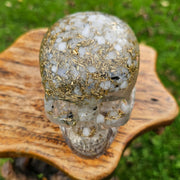 XL Mystic Moonstone Orgonite Skull Orgone Energy Generator Quartz Crystal