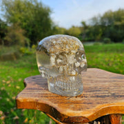 XL Mystic Moonstone Orgonite Skull Orgone Energy Generator Quartz Crystal