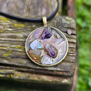 Amethyst Moonstone Orgonite Necklace Orgone Gemstone Rose Quartz Pendant Choker