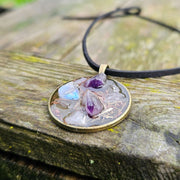 Amethyst Moonstone Orgonite Necklace Orgone Gemstone Rose Quartz Pendant Choker