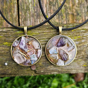 Amethyst Moonstone Orgonite Necklace Orgone Gemstone Rose Quartz Pendant Choker