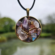 Amethyst Moonstone Orgonite Necklace Orgone Gemstone Rose Quartz Pendant Choker