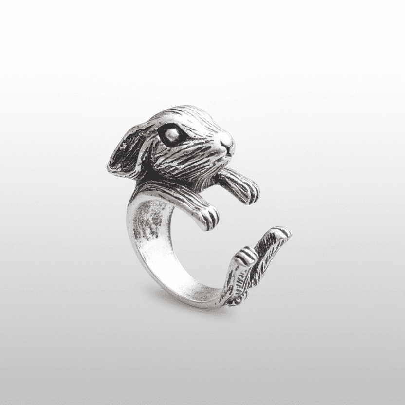 Silver Bunny Rabbit Ring Adjustable Animal Jewellery Cute Gifts