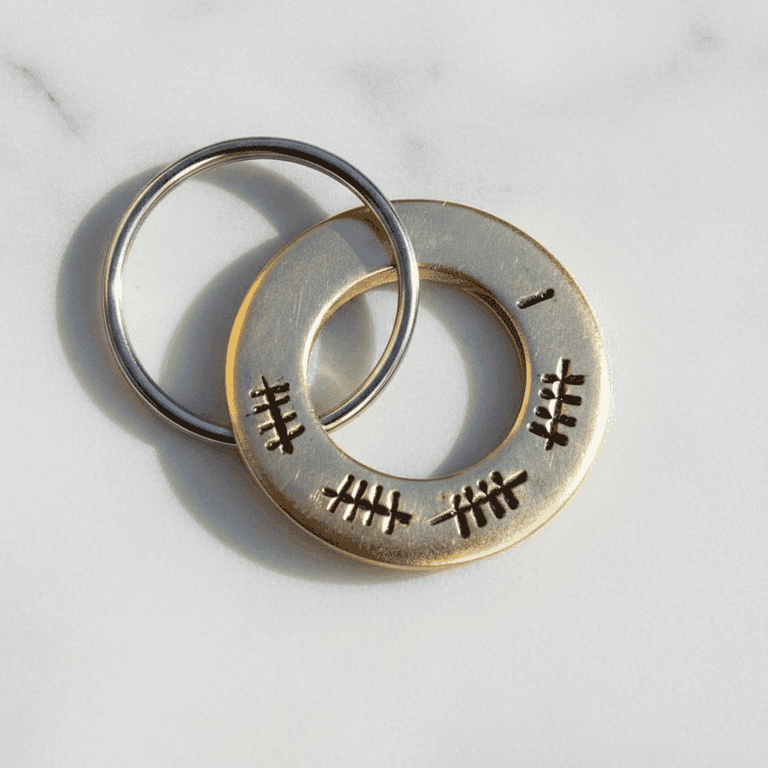 21st Wedding Anniversary Tally Mark 21 Keyring Gifts Brass Keychain