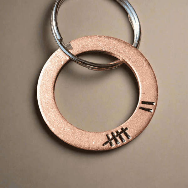 Tally Mark 7 Years 7th Anniversary Copper Personalised Keychain