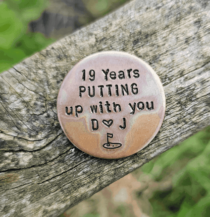 19 Years Putting Up With You Funny Wedding 19th AnniversaryGolf Ball Marker