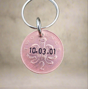 Lucky Tuppence Keychain Twice The Luck! Personalised Stamped Penny Copper Wedding Anniversary Gifts Husband