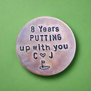 8 Years Putting Up With You Funny 8th Bronze Anniversary Golf Ball Marker Gift