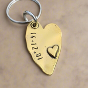 Personalised DATE 21 Years Love Heart Keyring Husband Wife Gifts  21st Wedding Anniversary BRASS Keychain Golden