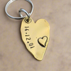 Personalised DATE 21 Years Love Heart Keyring Husband Wife Gifts  21st Wedding Anniversary BRASS Keychain Golden