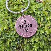 2015 Lucky Penny Keychain Personalised Keyring Copper 9th Wedding Anniversary Gifts Husband Wife