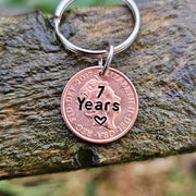 Lucky 2017 Penny Keychain Personalised Keyring Copper 7th Wedding Anniversary Gifts Husband Wife