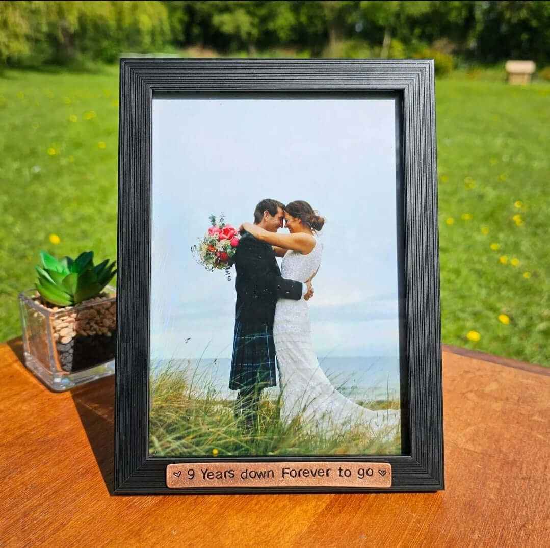 9th Anniversary Photo Frame Gifts 9 Years Down Copper Plaque
