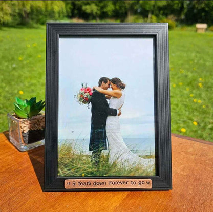 9th Anniversary Photo Frame Gifts 9 Years Down Copper Plaque