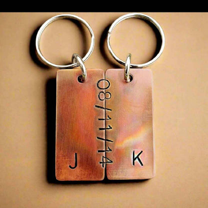 Bronze Anniversary Gift Husband Wife Keychain Keyring Set Personalised