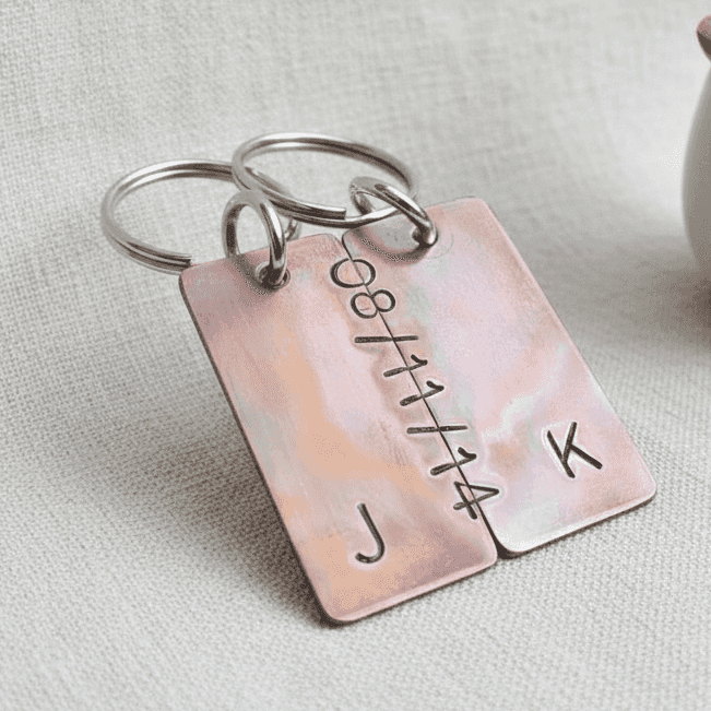 Bronze Anniversary Keychain Set