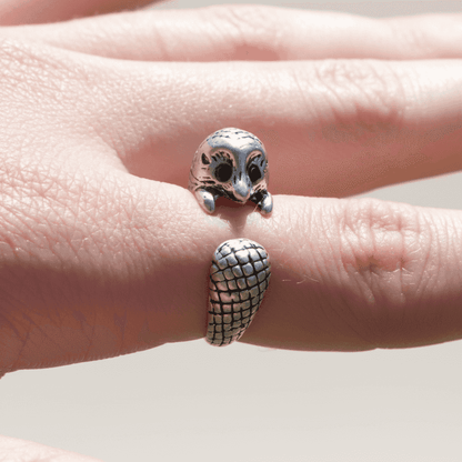 Adjustable size animal ring silver jewellery jewelry dog cat cute rings gifts for Cute Hedgehog Ring