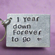 1 Year Down Forever To Go 1st Wedding Anniversary Gift Keyring Boyfriend Girlfriend Husband Wife