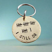 Tally Mark 21 Years I Still Do Keyring Husband Wife Gifts 21st Anniversary Brass Keychain