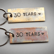 30th Anniversary Gift Pair Of Keychains Keyring 30 Years Husband Wife Bronze