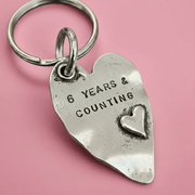  6 Years And Counting Keyring Husband Wife Gifts 6th Wedding Iron Anniversary 6 Years Love Heart Keychain Handmade