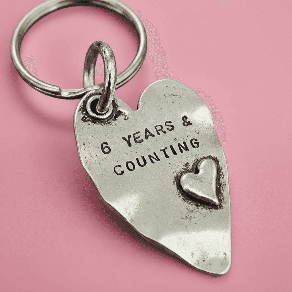  6 Years And Counting Keyring Husband Wife Gifts 6th Wedding Iron Anniversary 6 Years Love Heart Keychain Handmade