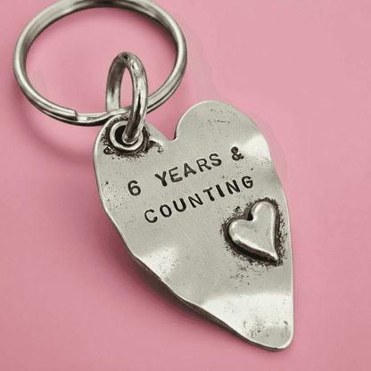  6 Years And Counting Keyring Husband Wife Gifts 6th Wedding Iron Anniversary 6 Years Love Heart Keychain Handmade