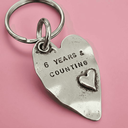  6 Years And Counting Keyring Husband Wife Gifts 6th Wedding Iron Anniversary 6 Years Love Heart Keychain Handmade