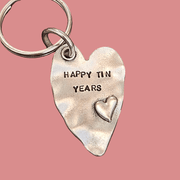 Happy TIN Years Keychain Love Heart 10th Anniversary Keyring Husband Wife 10 Years