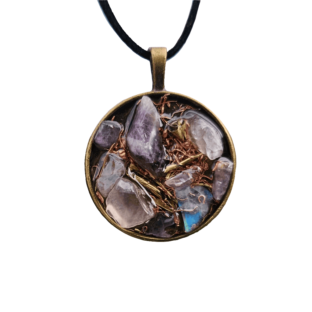 Amethyst Moonstone Orgonite Necklace