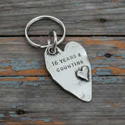 16 Years And Counting Heart Keyring 16th Anniversary Gifts Husband Wife Keychain