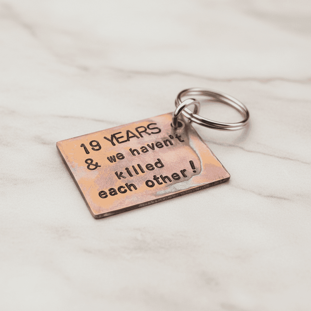 19th Wedding Anniversary 19 Years Funny Gifts Copper Keychain