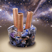 Midnight Mini Cloudbuster 3 Pipe Orgonite Lapis Lazuli Amethyst Moonstone Chemtrails 5g EMF Orgone