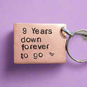 9 Years Down Forever To Go 9th Wedding Anniversary Gifts Husband Wife Copper Keychain Keyring