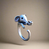 Silver Elephant Ring Adjustable Animal Jewellery Gifts Cute Diamante