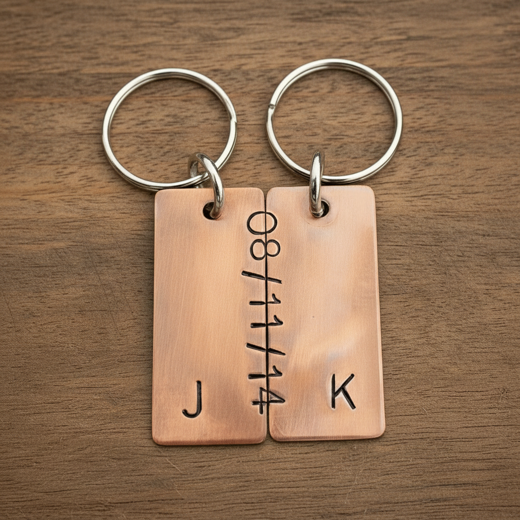 Bronze Keychain Set Gifts For Him Her Husband Wife PERSONALISED