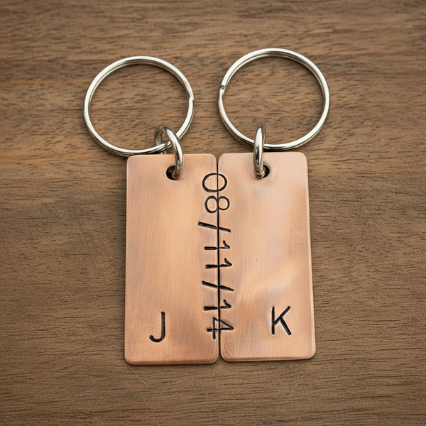 Bronze Keychain Set Gifts For Him Her Husband Wife PERSONALISED