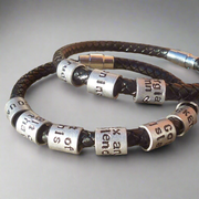 Black Leather Braided Bracelet Personalised Mothers Day Gifts For Mum