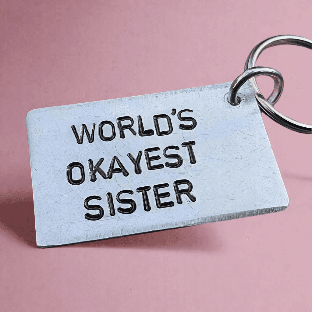 World's Okayest Sister Funny Gifts For Her Sis Best Birthday Keychain