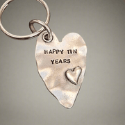 Happy TIN Years Keychain Love Heart 10th Anniversary Keyring Husband Wife 10 Years