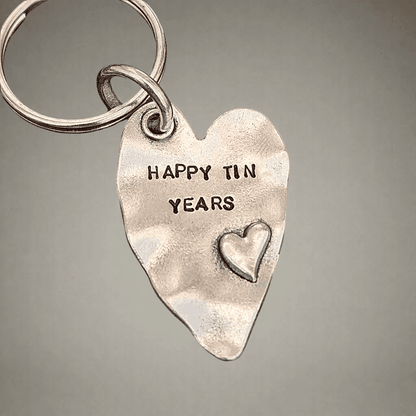 Happy TIN Years Keychain Love Heart 10th Anniversary Keyring Husband Wife 10 Years