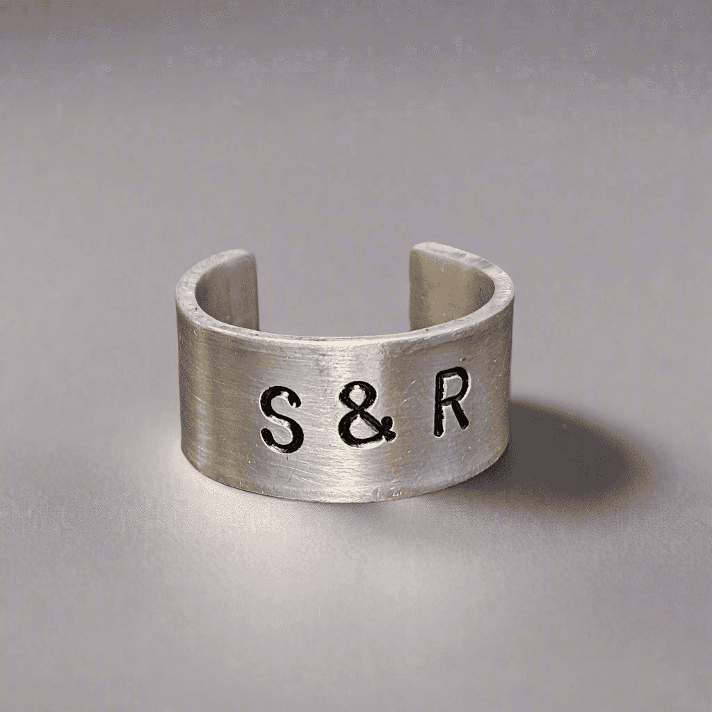 Personalised Ring Pewter Jewellery Girlfriend Boyfriend Unisex Anniversary Gift
